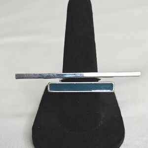 Set of 2‎ Silver Tone Bar Rings